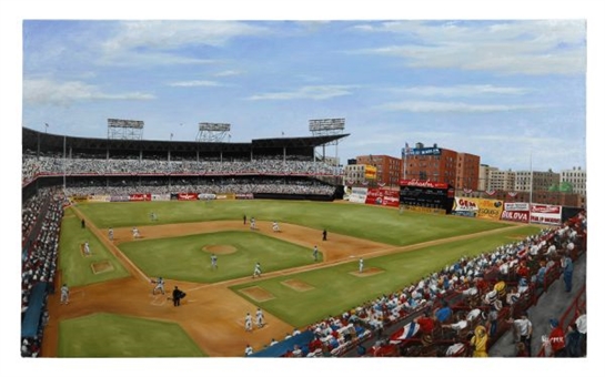 Ebbets Field “Fall Classic in Flatbush” Large 24" x 40" Original Oil-on-Panel Painting by Mike Kuyper
